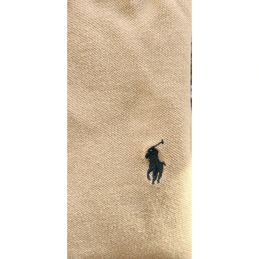 Polo Ralph Lauren Mens Tan Long Sleeve Cotton Logo Polo Shirt Size XL